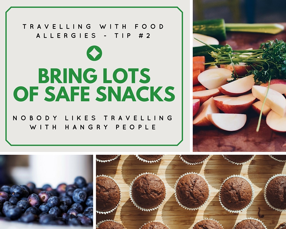Ten Tips for Traveling with Food Allergies - Tip - pack snacks for the flight | find more tips at accidentallycrunchy.com