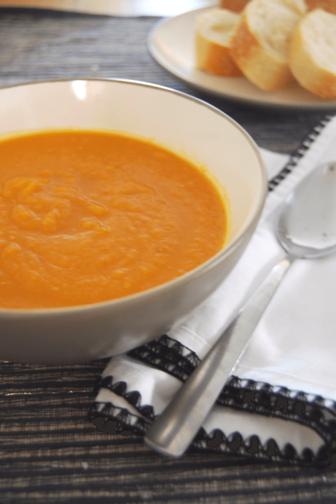 Nothing like a hot bowl of soup to warm your insides. Enjoy this delicious, red lentil, sweet potato and pumpkin soup - naturally Top 8 allergen-free, gluten-free, vegan | find the recipe at accidentallycrunchy.com